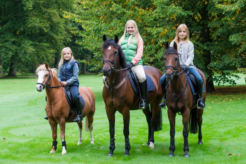 Princess Ariane (on her horse Fredje), the Princess of Orange (on her horse  Safary) and Princess Alexia (on her horse Pixie)