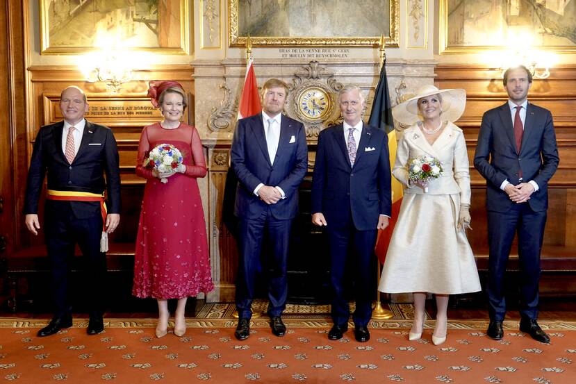 Meeting with the mayor of Brussels and walkabout in Grand-Place state visit Belgium King Willem-Alexander and Queen Máxima