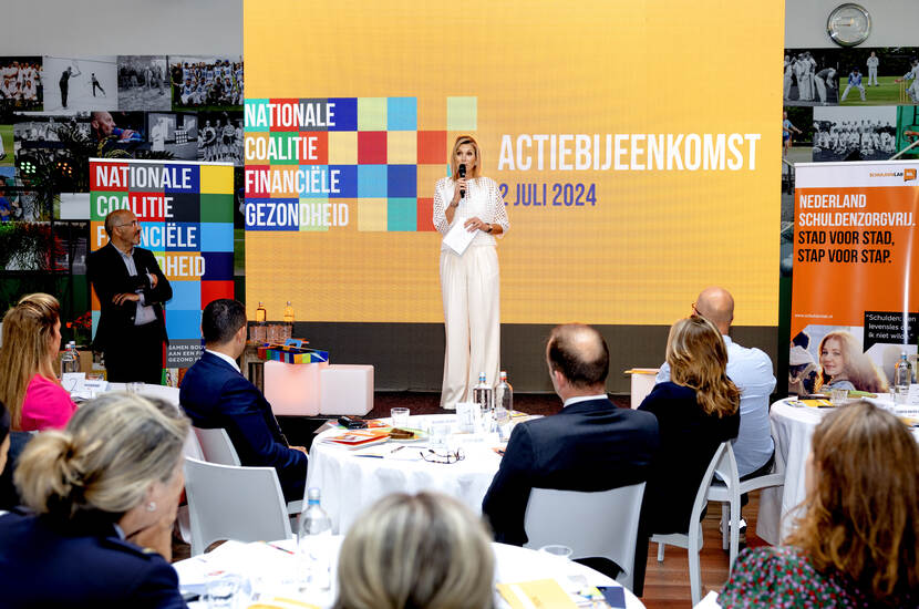 Queen Máxima attends a meeting of the National Financial Health Coalition